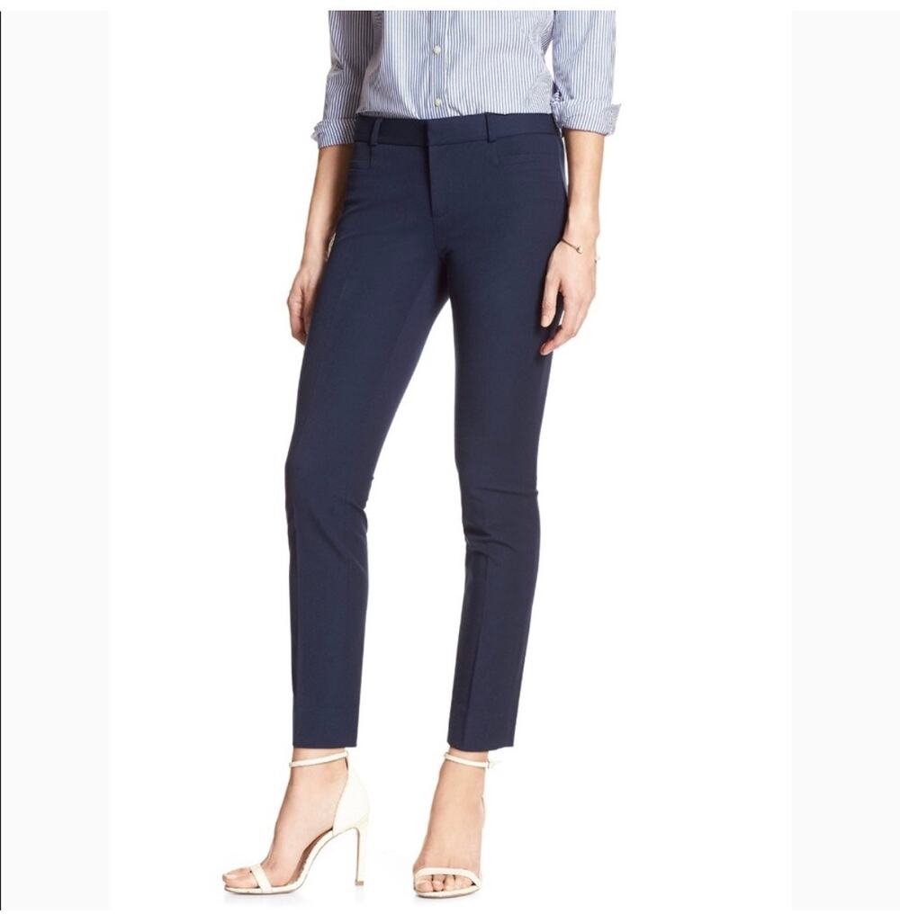Banana Republic Sloan Navy Blue Slim Ankle Pants Size 2 Stretch Workwear
